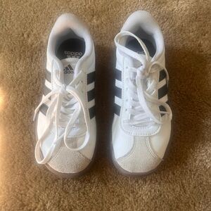 Adidas Kids White and Black Striped Sneakers